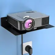 Mini Projector Shelf Cable Box Wall Mount Holder Stand with Cable Ties Black