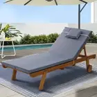 Gardeon Sun Lounge Wooden Lounger Outdoor Furniture Day Bed Wheels Patio Grey