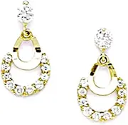 [JewelryWeb] 14k Yellow Gold CZ Simulated Diamond Fancy Drop Screw Back Earrings 15x8mm Stud Earring for Women