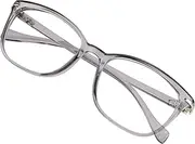 Blue Light Blocking Glasses for Women/Men, Anti Eyestrain, Computer Reading, TV Glasses, Stylish Square Frame, Anti UV, Anti Glare(Clear Gray,+0.50 Magnification)
