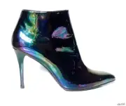 STUART WEITZMAN ANKLE BOOTS iridescent patent leather Shoes classy new $565