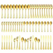 Gold Silverware Set for 12, Compralo 60 Pieces Stainless Steel Shiny Gold Fla...