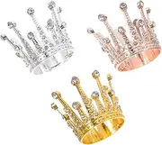 Generic 3pcs Flowers and Cake Ornaments Crown Cupcake Topper Crown Tiara Cupcake Toppers Anniversary Cake Topper Crown Ornaments Mini Metal Rhinestone Crown Bouquet Crown Rhinestones