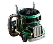 Handcrafted Truck Coffee Mug Ceramic Cup Unique Gift for Truck Lovers Semi-trailer Shaped Mug Truck Driver Gift-Green