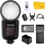 Godox V1 V1S V1-S TTL Round Head Flash for Sony Camera, 76Ws 2.4G 1/8000 HSS On-/Off-Camera Flash Speedlite Speedlight w/Li-ion Battery,1.5s Recycle Time,480 Full Power Flashes,10 Level Modeling Lamp