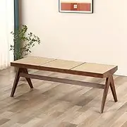 ZCSL Rattan Seat Bench, End Bed Benches with Solid Wood Frame, Rattan Weaving Dining Bench, Rattan Kitchen Bench, for Bedroom, Living Room, Hallway(Brown)