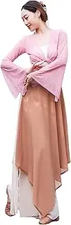 [Angcoco] Women's Slit Long Sleeve Stretch Chiffon Cardigan Top for Traditional Dance Training
