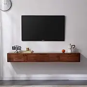 Wall Mounted TV Cabinet With Storage Space - Floating TV Stand Console - Home Entertainment Center Gaming Shelf Component Shelf - Brown