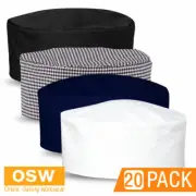 20 x UNISEX Black White Navy Checkered Kitchen RESTAURANT Flat Top Chef Hats