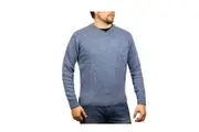 100% Shetland Ragg Wool V Neck Knit Jumper Pullover Mens Sweater Knitted - Sky
