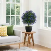 CostwaySet of 2 58cm Artificial Lavender Topiary Ball Trees for Indoors Outdoors-Purple