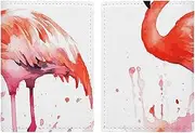 [BWQMNT] Passport Holder Leather Passport Holder Covers Case Music Note Wall Printed Passport Book for Documents, Travel Gifts, Watercolor Flamingos, 20.3x13.8cm