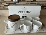 Taimei Teatime Ceramic Tea Sets with Teapot Tea Cups And Tray