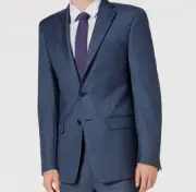 $641 Calvin Klein Mens Blue Neat Wool Stretch 2-Piece Suit Jacket Pants Size 38S