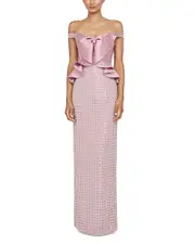 Theia Cynthia Draped Bow Bodice Gown