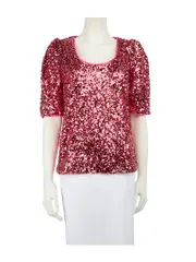 Love Moschino Pink Sequin Short Sleeve Top