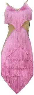 [JRUIA] Women's Latin Dance Dresses Tango Cha Cha Performance Dancewear Salsa Competition Clothes with Layered Tassels