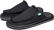 [FLIOZY] Mens Open Back Slip On Shoes Casual Canvas Slippers with Breathable Design Comfortable Outdoor Slide Shoes for Travel Walking Garden Everyday Wear