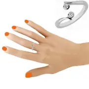 Sterling Silver Crossover CZ Cubic Zirconium Adjustable Ring or Toe Ring