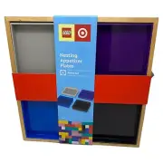 Lego Nesting Appetizer Plates 5 Piece Plate Set Wooden Charcuterie Tray NEW