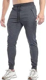 [Generic] Men's Stretch Slim Fit Solid Joggers Pants Casual Drawstring Workout Trousers Quick Dry Comfort Running Sweatpants