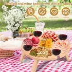 Portable Picnic Wine Table Foldable Wine Table with Tall Glass Holder♨♨