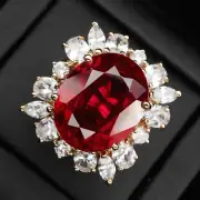 Gleaming Pigeon Blood Ruby 20.11Ct 925 Sterling Silver Rose Gold Plated Rings