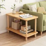 [Fohouse] 2-Tier End Table, Side Table with Storage Shelf, Nightstand Bedside Table for Living Room Bedroom Balcony Office, Easy Assembly, Natural