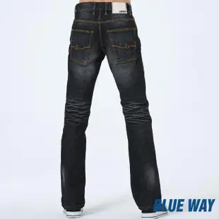 【BLUE WAY】男裝 低腰刷色丹寧直筒褲 牛仔褲-BLUE WAY
