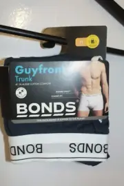 Bonds Men's Navy Blue with White Band Guyfront Trunk Underwear Size L Large BNWT