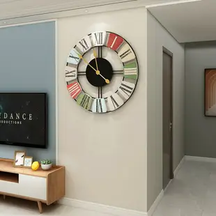 新品歐式簡約掛鐘圓形鐵藝鐘表家用裝飾客廳時鐘