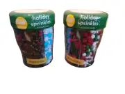 Pack of 2 Christmas Shapes Sprinkles Mix 6 Asst Wilton 6.5 oz Stocking Snow Tree