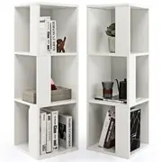Giantex 2PCS 3-tier Bookcase Cube Storage Organizer w/Compartments Separate Display shelf for Living Room Bedroom White