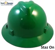 MSA V-Gard Full Brim Hard Hats with Staz-ON Suspensions - Green