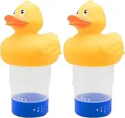 Duck Chlorine Floater Fits 1 and 3 Inch Tabs - 2 Packs Small Floating Pool Chlorine Dispenser, Adjustable Fllow, Chemiical Tablets Bromines Holder for Large and Small Pools, Spa or Hot Tub