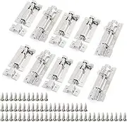 10Pcs 50mm/2" Stainless Steel Security Interior Exterior Door Window Latch Sliding Lock Barrel Slide Bolt Gate Lock Hasp