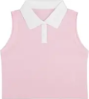 [SPFAS] Girls Sleeveless Polo Shirts Athletic Tank Tops Golf Tennis T-Shirts with Collared Quick Dry Casual