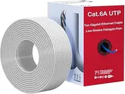 Cat6A CMP UTP 23AWG Solid Pure Copper, Bulk Ethernet Cable, PoE++, 600MHz, Reelex No Tangle Pull Box (Cat6A LSZH, White, 300m)
