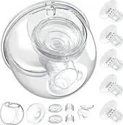 Wearable Breast Pump Milk Collector Cup Accessories,Compatible with 24mm TSRETE/kmaier/eulumap/Momcozy S9/S12 Wearable Breast Pump,Upgrade Duckbill Valve with Free Rotation,Extra 5pcs Flange Inserts
