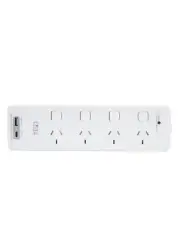 HPM 4 Outlet Surge Protected Powerboard With A And C USB Ports