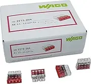 Wago 2273-204 Compact Junction Box Terminal Diameter 0.5-2.5 mm² 4-Pin Transparent/Red Pack of 100