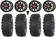 KS135 Grenade 15" Wheels Black 30" Roctane T4 Tires Polaris Ranger XP 9/1K