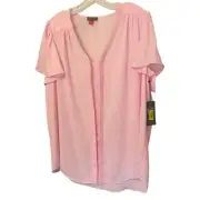 NWT Vince Camuto Plus Size Flutter Sleeve Top Size 1X