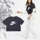 Nike 短袖 NSW Essential 女款 短版 藍 白 大LOGO 寬鬆 純棉 短T 經典款 BV6176-015