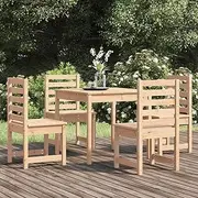 5 Piece Garden Dining Set Solid Wood Pine, Furniture Sets, Patio Furniture