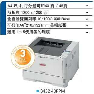 OKI B432DN雷射黑白高速印表機