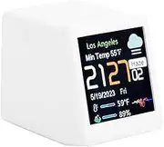 Digital Clock Calendar Thermometer Weather Forecast Station, Weather Station Clock, LCD Digital Display, Multifunctional Electronic Clock Support Customised Settings (White)