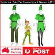 Adults Peter Pan Cosplay Costume Hat Green Outfits Uniform Dress Party Halloween