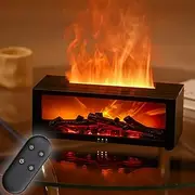 Essential Oil Diffuser for Fireplace, Aromatherapy Diffuser, 150ml, Ultrasonic Humidifier and Cold Mist, 7 Colors Flame Diffuser with Remote Control, Off