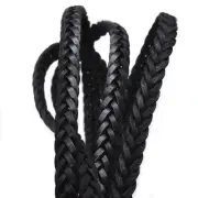 Flat Braided Genuine Leather Cord (12.5x6 mm) - Black, 1.1 Yard Real Leather ...